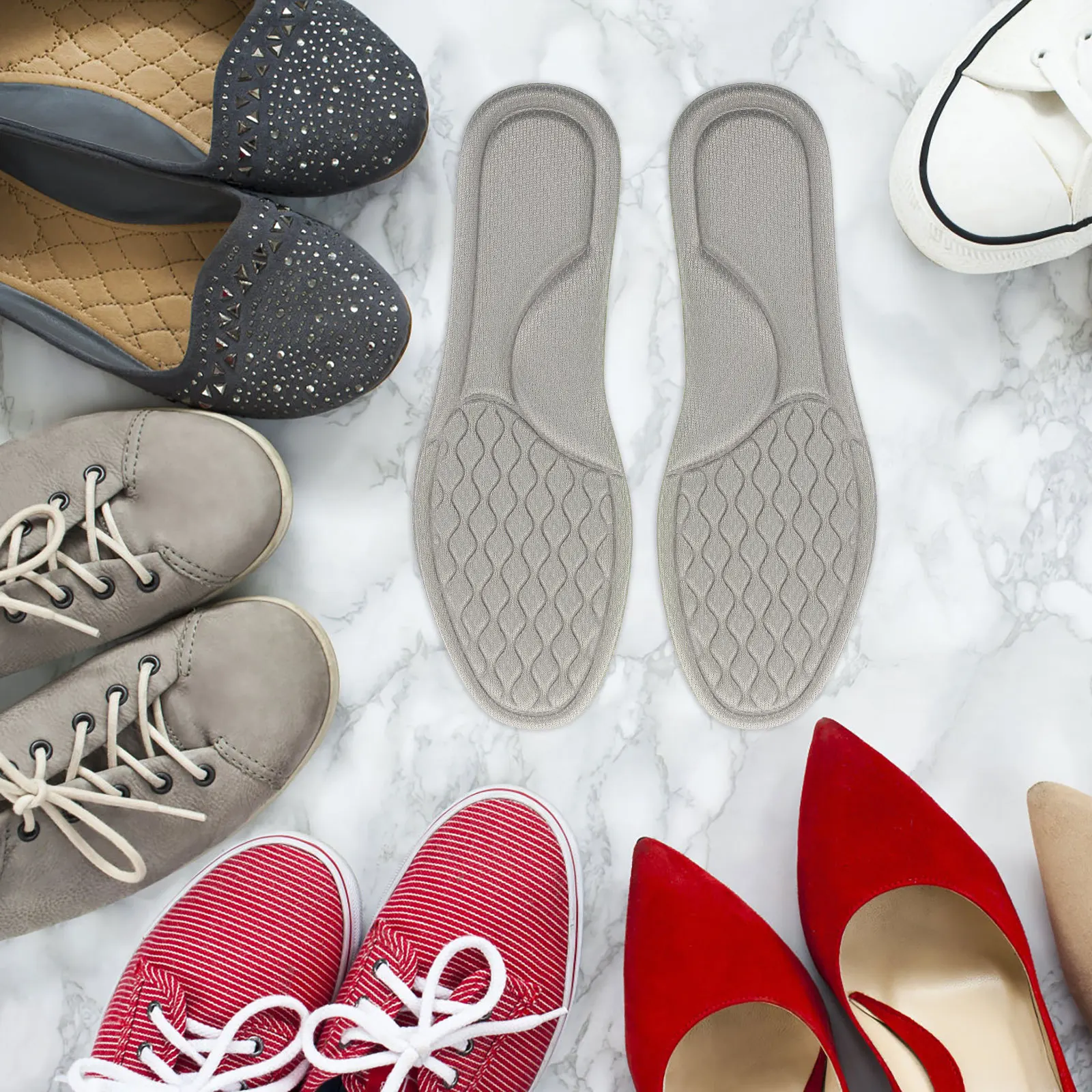 

6Pairs Breathable Shoe Insoles Soft Comfortable Sweat Absorbing Foot Massage Inserts Thin Replacement Summer Work Boot Insoles