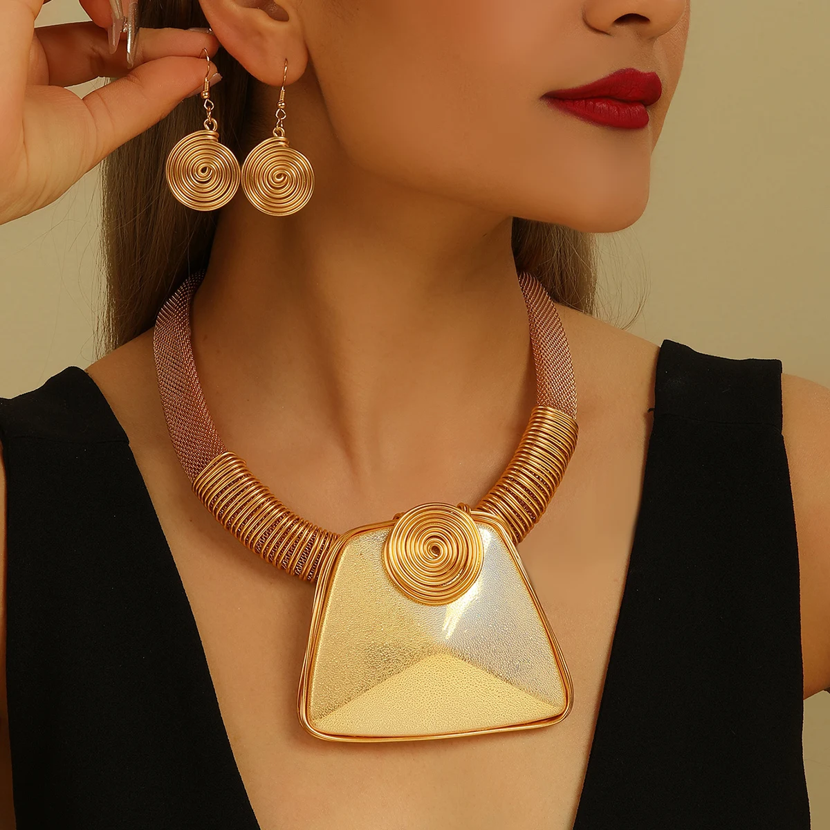 Women's Trendy Geometric Square Resin Gems Jewelry Set