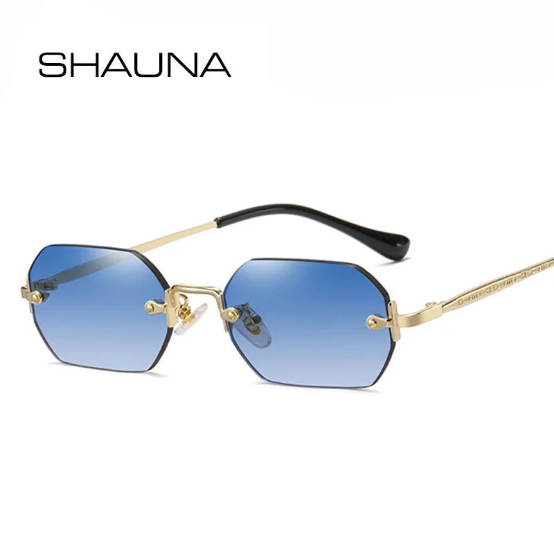 SHAUNA Gothic okulary przeciwsłoneczne bezramkowe Retro Punk odcienie gradientowe UV400