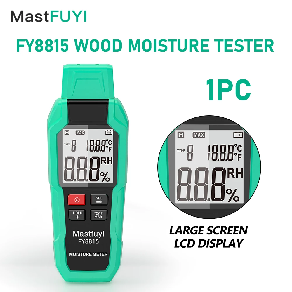 MASTFUYI Digital Wood Moisture Meter Leak Detection Temp Humidity Test Building Moisture Meter Wall Wood Moisture Detector