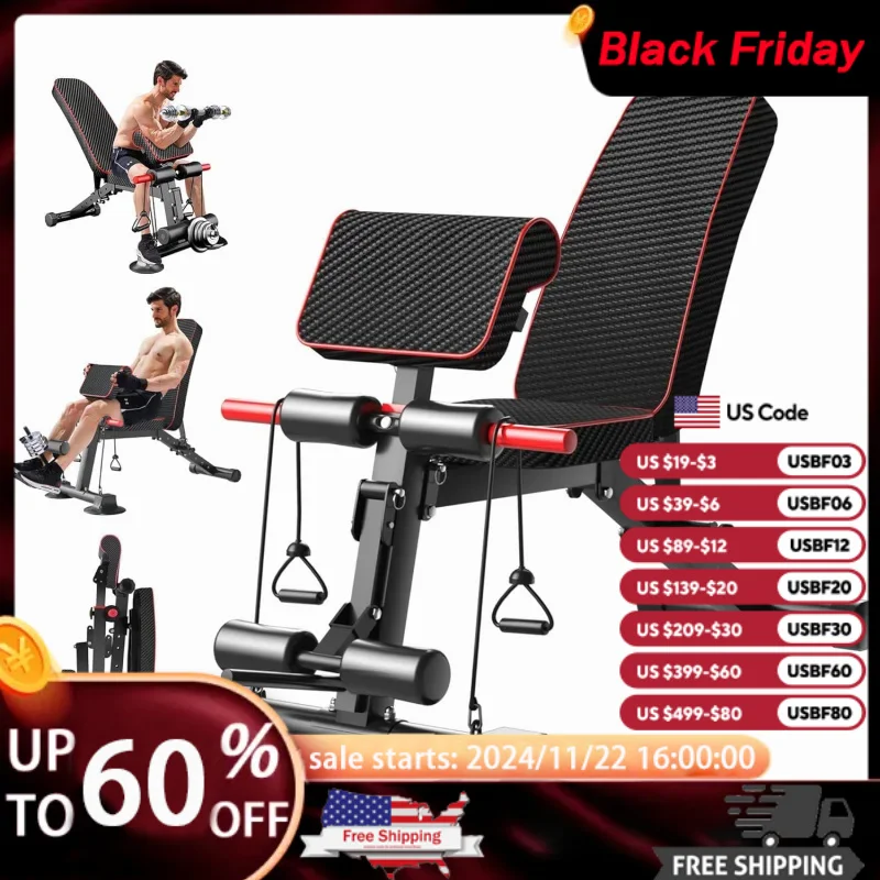 AQAdjustable Weight multi-function Bench Home Gym,Foldable Incline Decline Benches for Full Body Workout 660LB