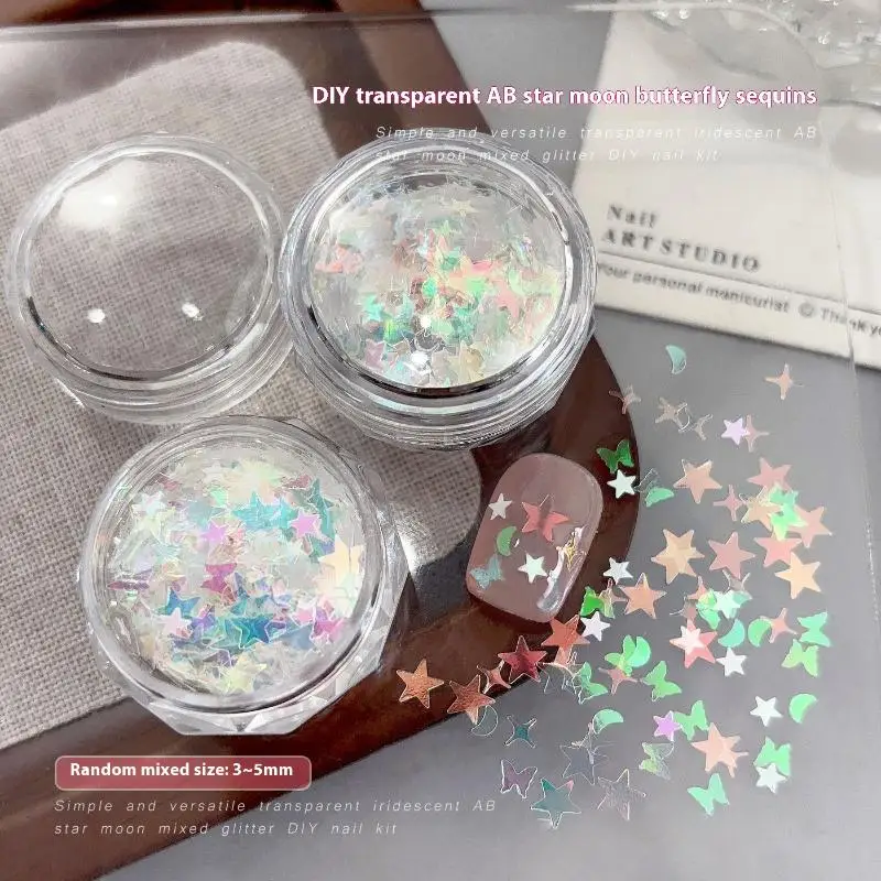 1 scatola di mini stelle scintillanti amore farfalla glitter per unghie colorati scintillanti fascino per unghie decorazione per unghie accessori fai da te