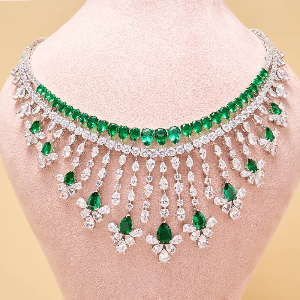 IN JEWELIFE Gorgeous Parure Necklace Set for Women Colorful Flower Cubic Zircon Bridal Wedding Party Expensive Jewelry