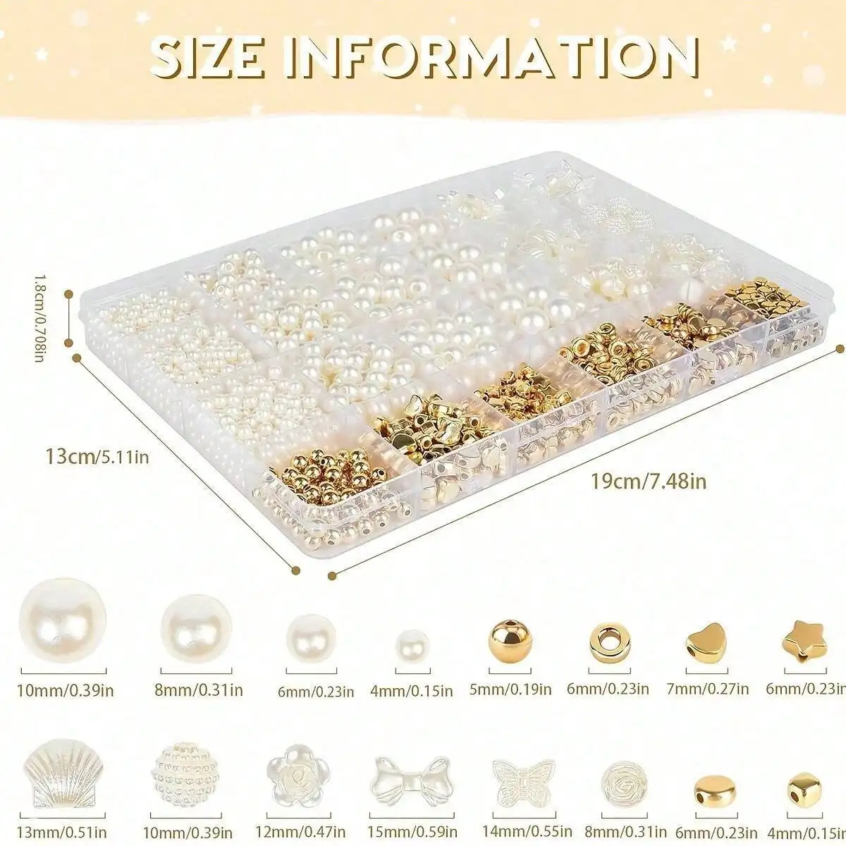 1000pcs White Mixed Acrylic Pearl Polished Loose Beads Set Elegant For DIY Jewelry Decors Handmade Craft Jewelry Making Supplies image 3
