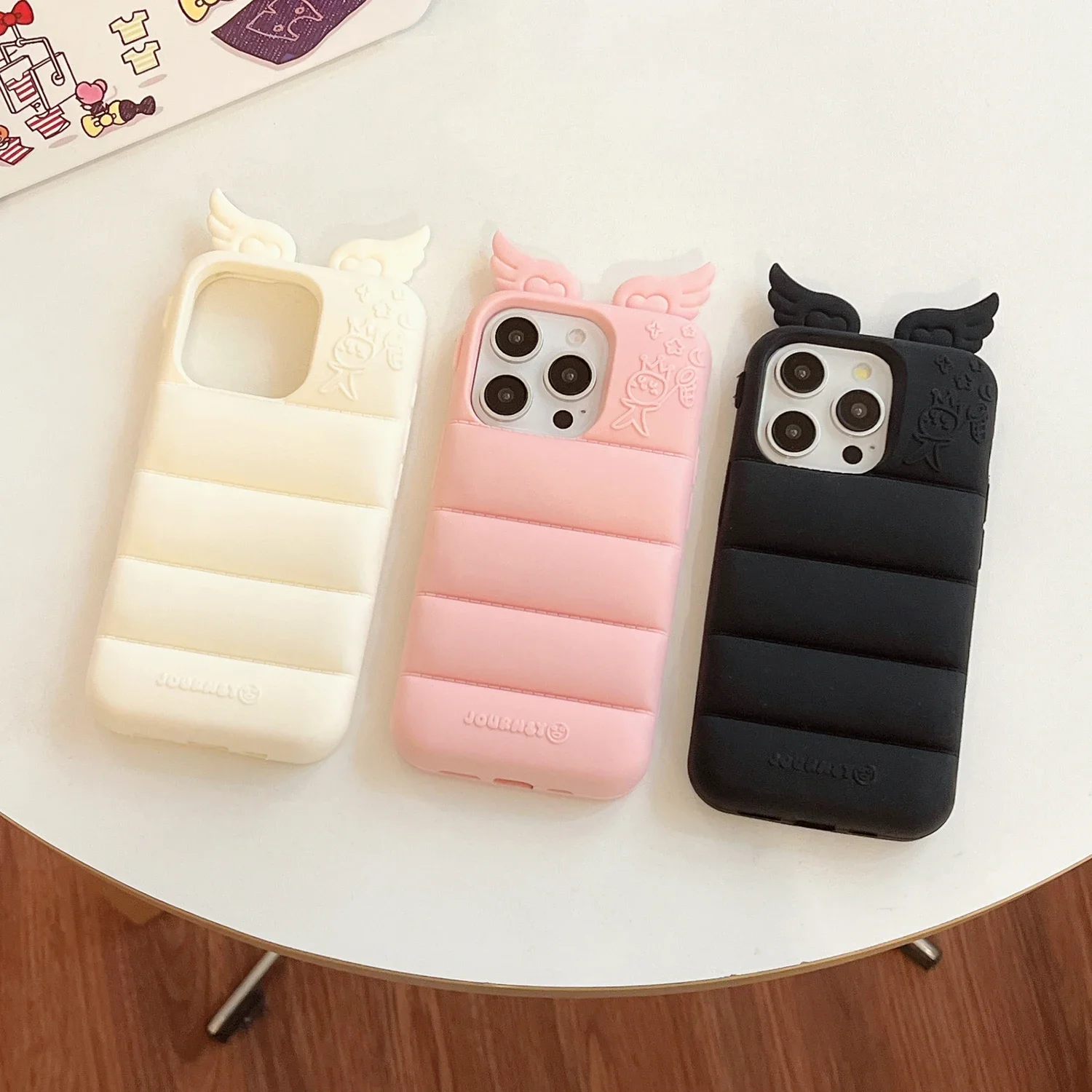 3D Cute Carton Angel wings Soft Silicone Phone Case Back Cover