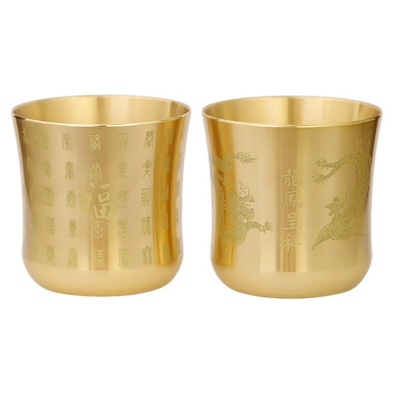 Antique Brass Tea Cup Mug Homeware Ancient Chinese Style Bar Drinkware for Tea Coffee Tabletop Decor Home Office
