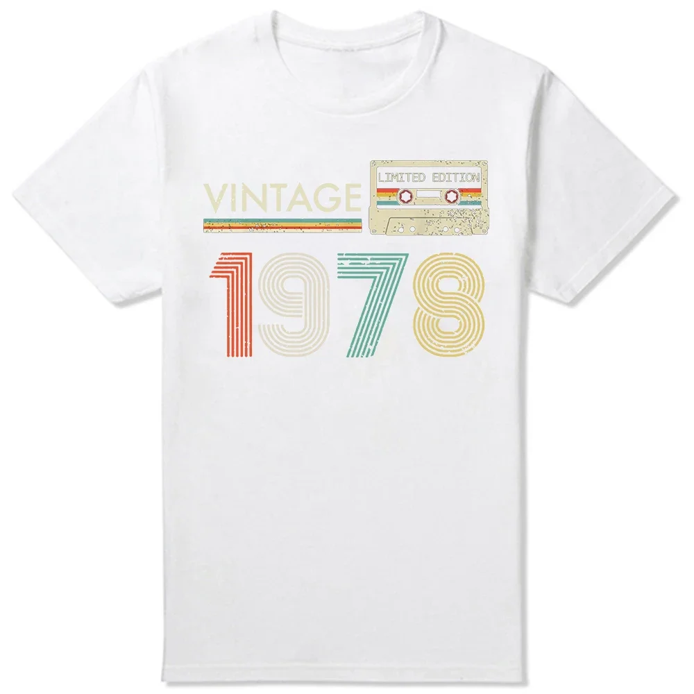 Classic 1978 Vintage Birthday Cassette Est 1978 Edition T Shirts Summer Graphic Cotton Streetwear Short Sleeve Gifts T-shirt