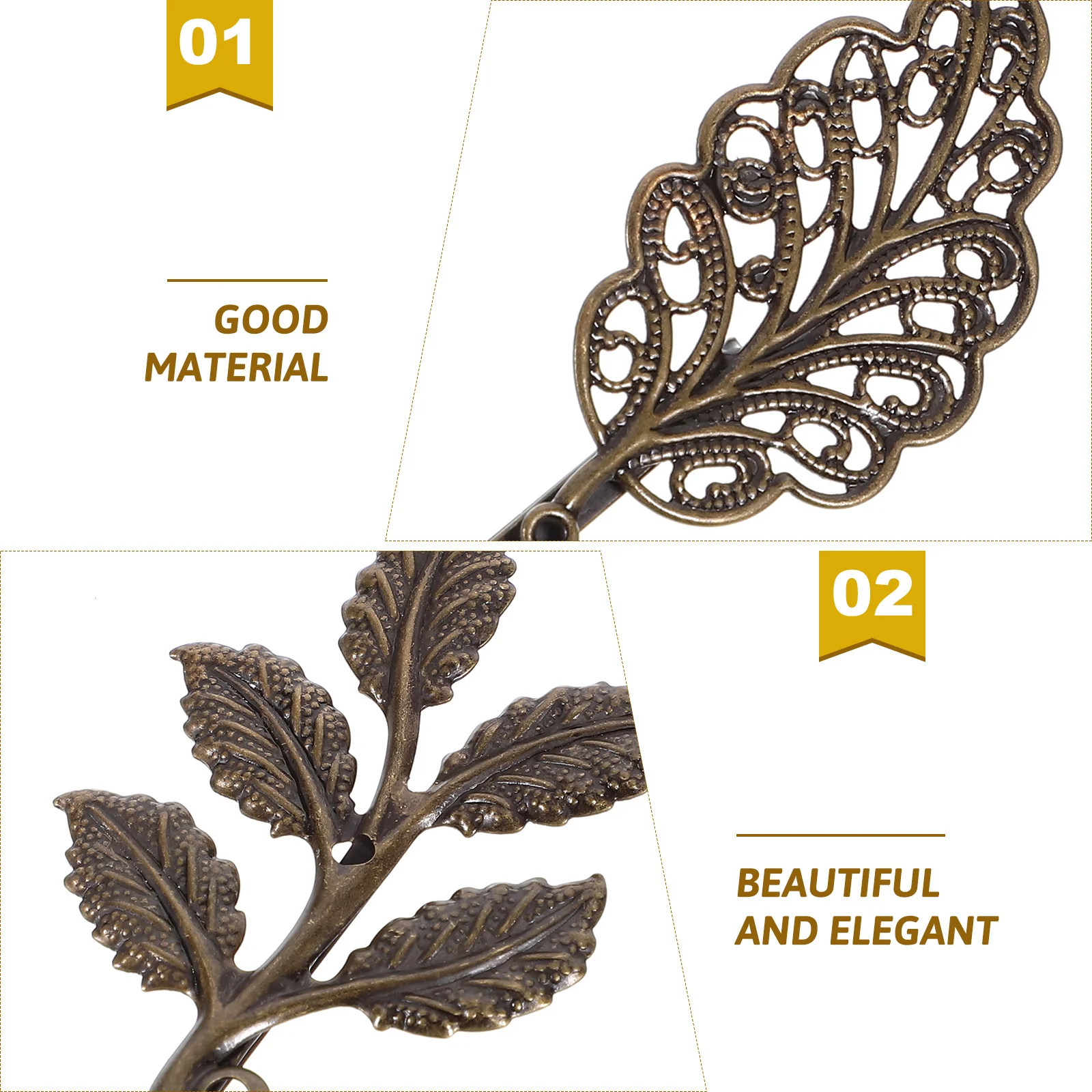 

10Pcs Delicate Leaf Hair Clip Vintage Bronze Retro Hairpin Easy to Use for All Hair Types Women Girls Fashion Accessories
