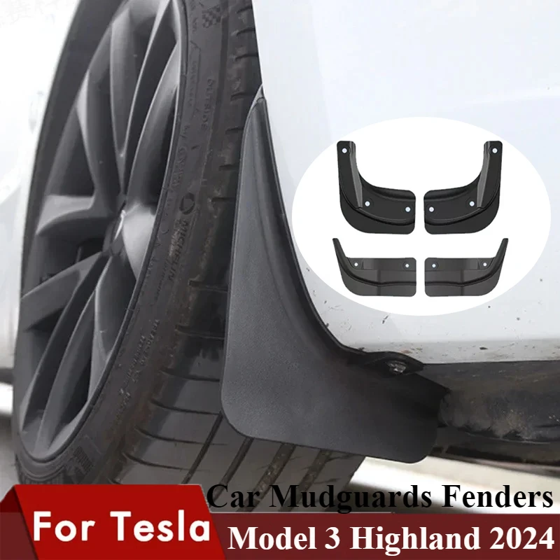 Mud Flaps For Tesla 2024 Model 3 Highland Mudguard Official Original Front Rear Wheel Fenders Splash Guards Modeling Accessories