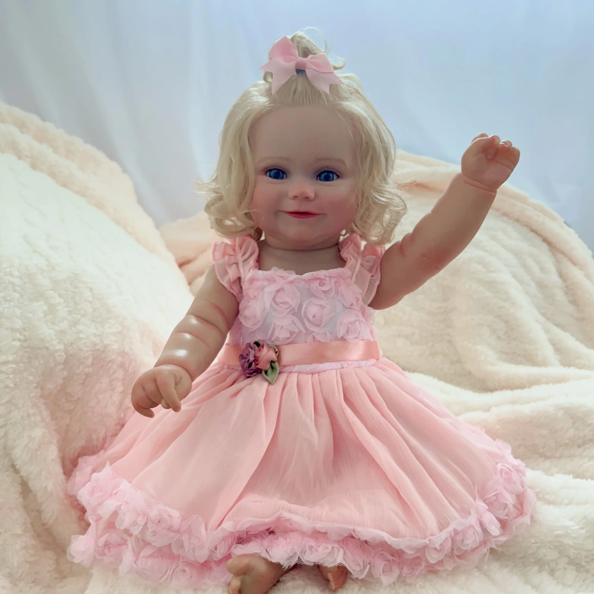 50cm Lifelike Reborn Baby Doll Handmade 3D Painted Skin Blue Eyes Full Body Soft Silicone Vinyl Girl Body Bebe Christmas Gift