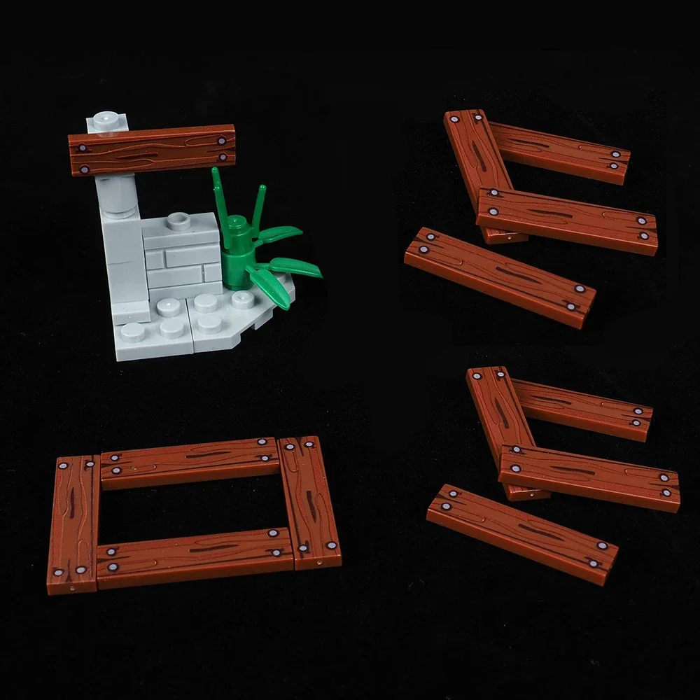 MOC 10PCS Part Brick 2431 Pola Lantai Bertekstur Kayu Blok Bangunan Aksesoris Kompatibel untuk DIY Mainan Hadiah Anak
