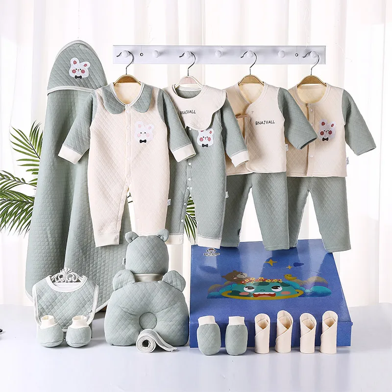 Newborn Baby Clothing Gift Set 2023 New Thick Autumn Winter Clothes High Quality 100% Cotton Infant 20 Pieces Underwear Suits