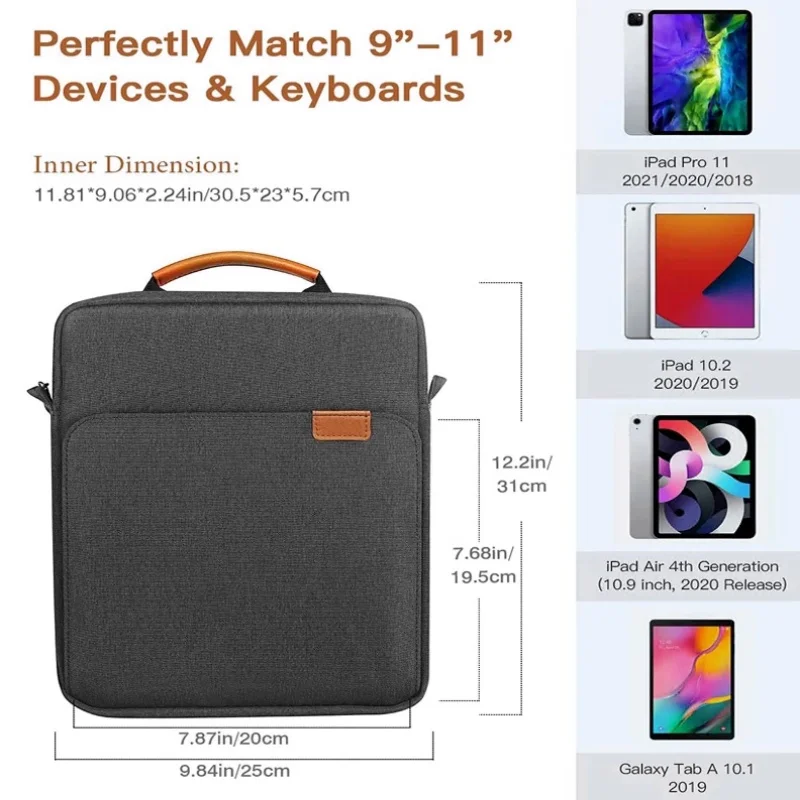 Tas Laptop 9-11/13.3 inci untuk Ipad Pro 11 12.9 9 10.2 10.5 Air 4 3 2 Gen9 10.2 Pro 10.5 10.9 generasi ke-10 tas penyimpanan tas tangan Tablet