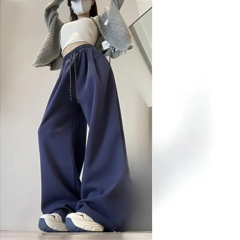 Pantalones de pierna ancha Reen Girls para mujer primavera Modal BF College plisados lechoso tierno melocotón personalizado pantalones con bandas ligeras neutrales