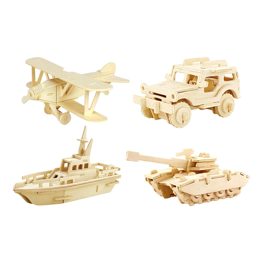 Puzzle in legno 3D da 4 pezzi per adulti Kit educativo in legno per bambini Nessuna colla richiesta Struttura tenone Gioco di puzzle decorativo