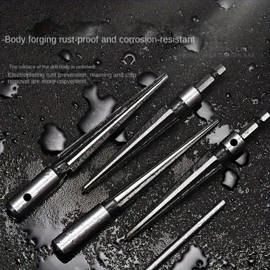 1 Set Hand Woodworking Taper Reamer T-shaped Taper Reamer Drill Bit Hard Alloy Hole Expanding And Opening Dual-use Taper Reamer