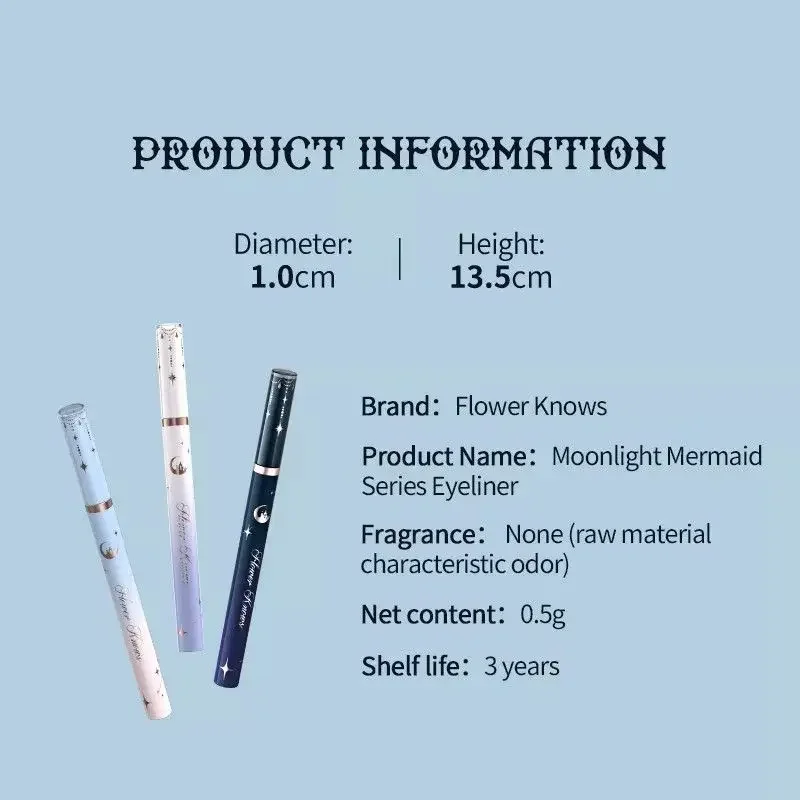 フラワーノウズムーンライトマーメイド防水24時間持続ヴィーガンスマッジプルーフリキッドアイライナー0.5gクルエルティフリーメイクアップバイラル防水