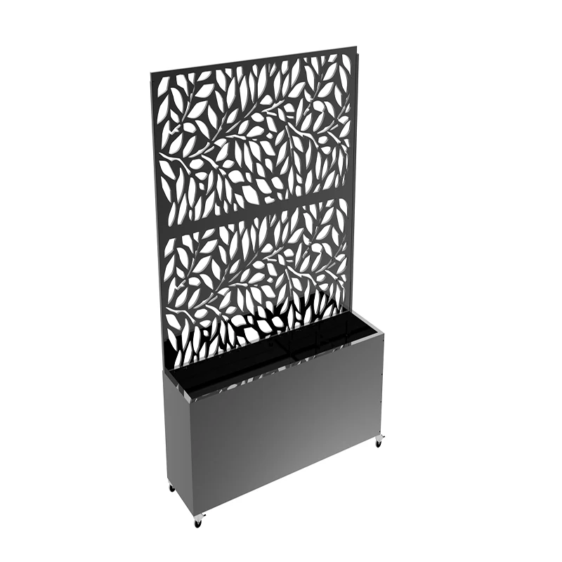 a for Factory Powder Coated Aluminum Laser Cut Privacy Screen Decorative Outdoor Garden Partition with Planter Box