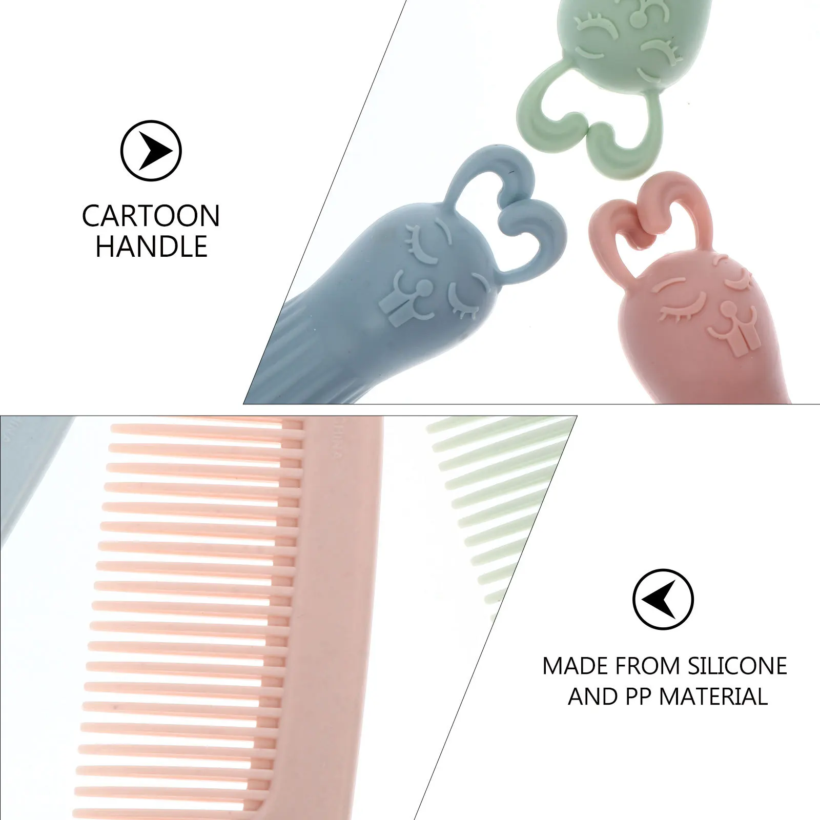 

5Pcs Anti-Static Comb Cartoon Rabbit Hairdressing Detangling Styling Portable Silicone Handle PP Material Hair Comb