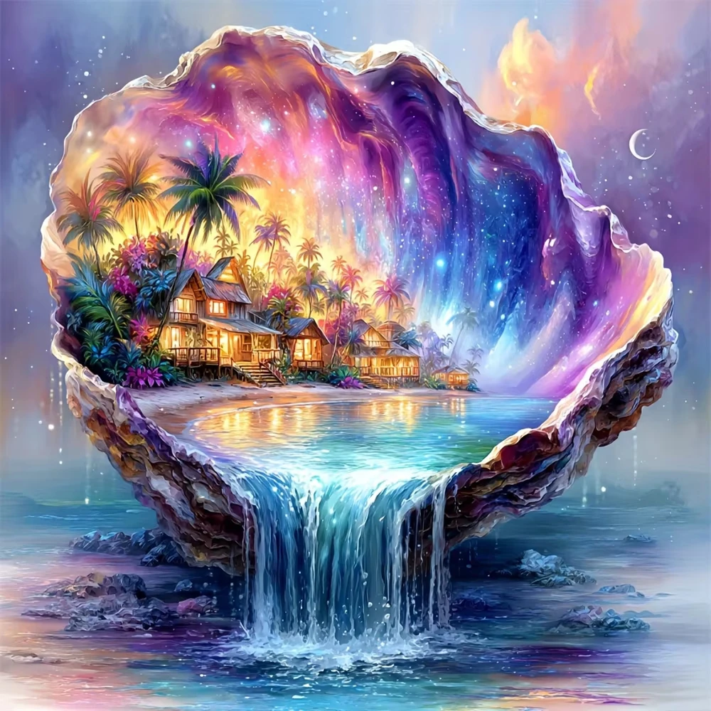 

Shell Starry Sky House 500PCS/1024 PCS Jigsaw Puzzles Relaxing Family Activity Games for Living Room Home Decor Gift