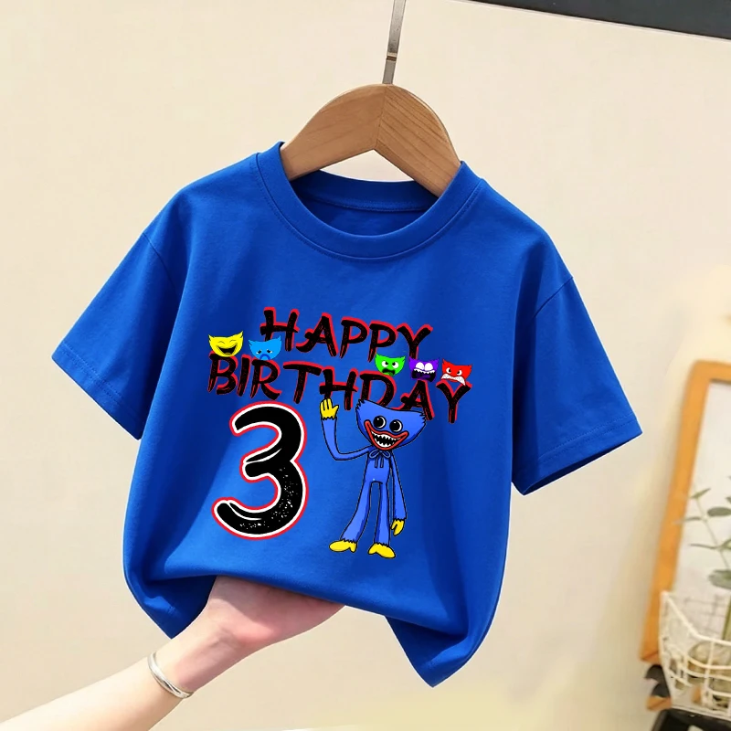T-shirt en coton à manches courtes Game Poppy Playtime Number Huggy Wuggy, vêtements d'anniversaire, dessin animé, décontracté, hauts d'été