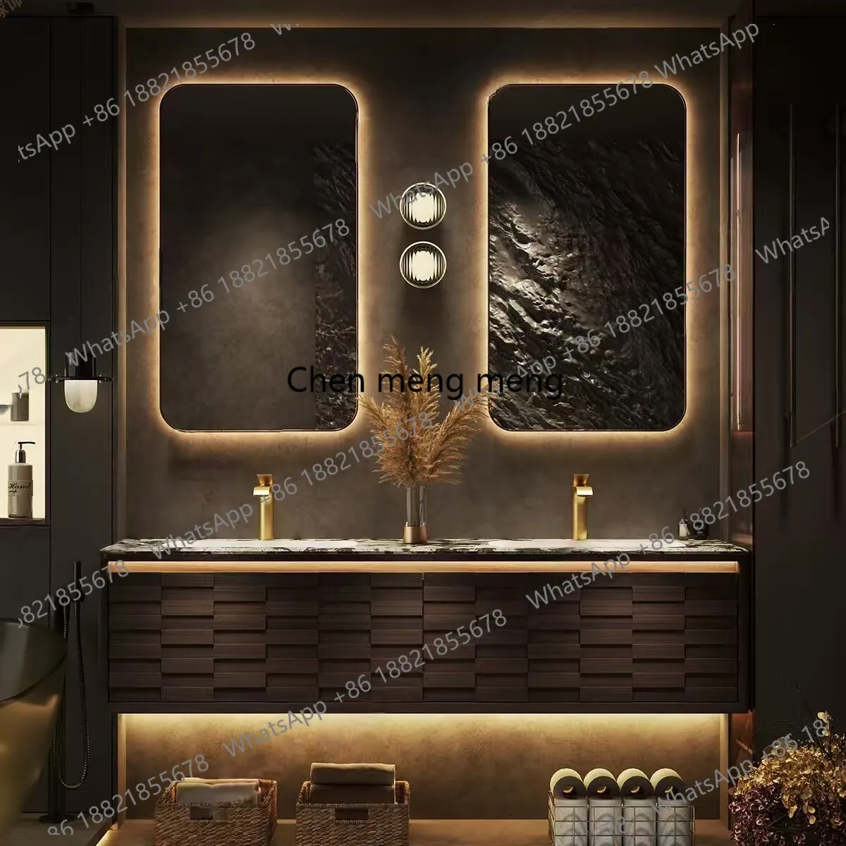 

New medieval solid wood ceramic integrated basin bathroom cabinet toilet washbasin cabinet