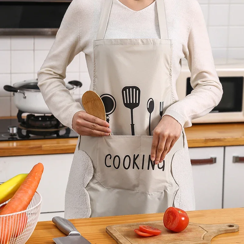 

Household Waterproof Oilproof Apron Can Wipe Hands Cooking Baking Cleaning Men and Women Universal Sleeveless Aprons
