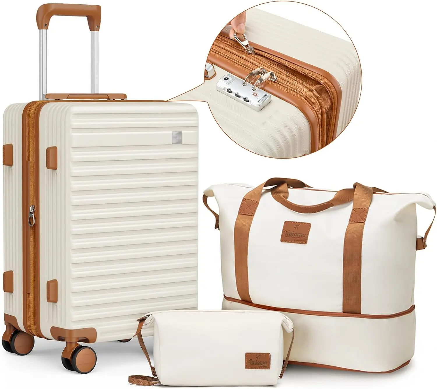 imiomo 20-Zoll erweiterbares Gepäckset, Handgepäckkoffer mit Reisetasche, TSA-Schloss, Spinnerräder,