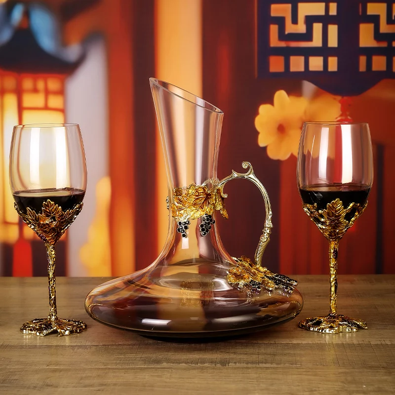 

Large Tall Red Wine Glasses European-Style Household Enamel Crystal Glass Creative Design for Serving Wine