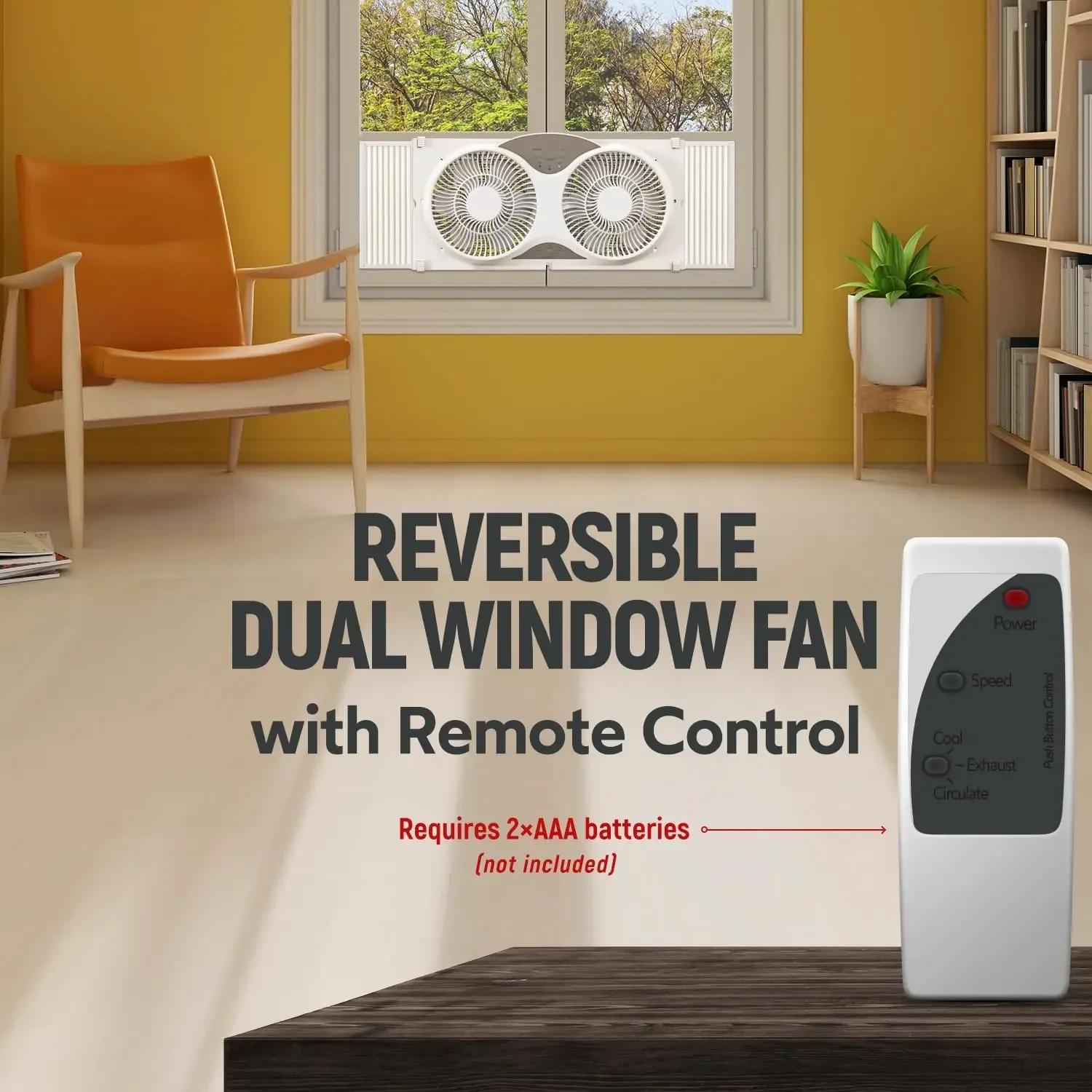 Dual Window Fan with Reversible Airflow - Perfect Window Fans for Home Bedroom, Exhaust & Intake Options, Remote Controlled