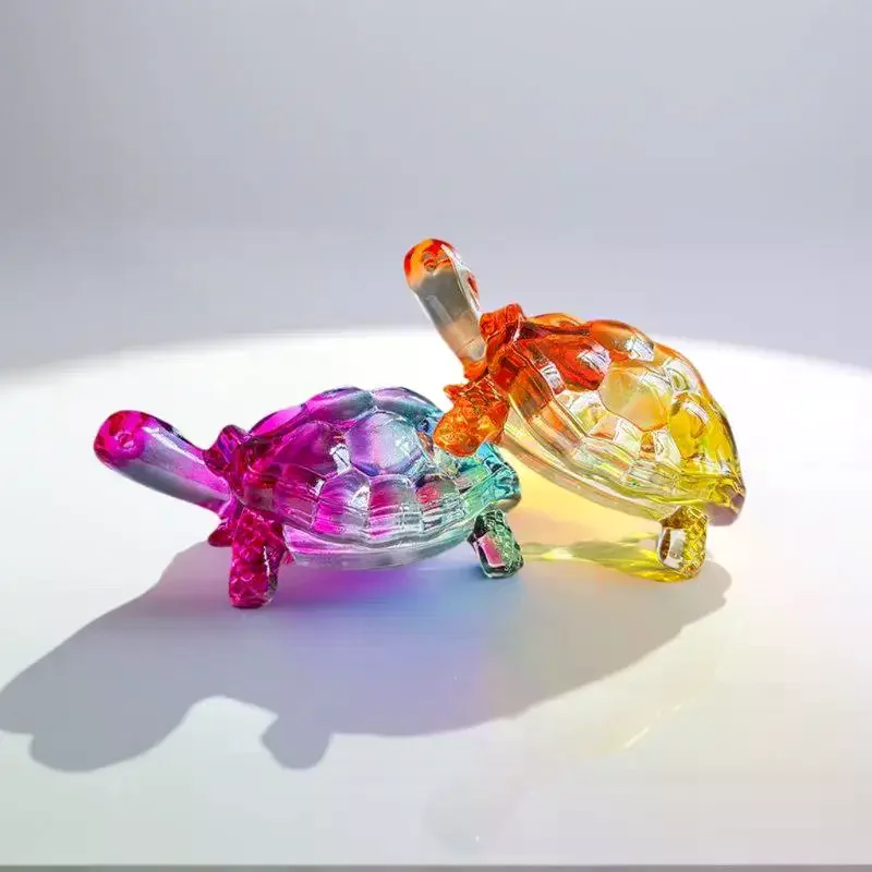 Glass Simulation Small Turtle Ornaments Glass Golden Turtle Home Fish Tank Landscaping Auspicious Decorations