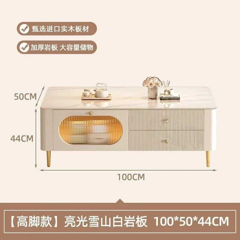 Cream wind coffee table TV cabinet combination living room new household small apartment rock panel TV cabinet
