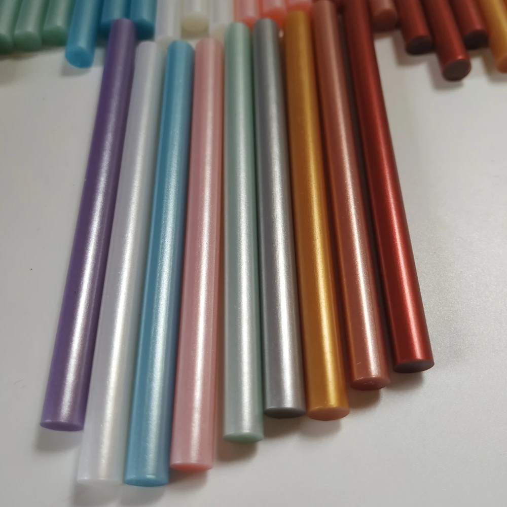 Barra di colla a caldo color metallo da 20 pezzi Striscia adesiva hot melt perlescente, adatta per pistole per colla inferiori a 40 W, 9 colori disponibili