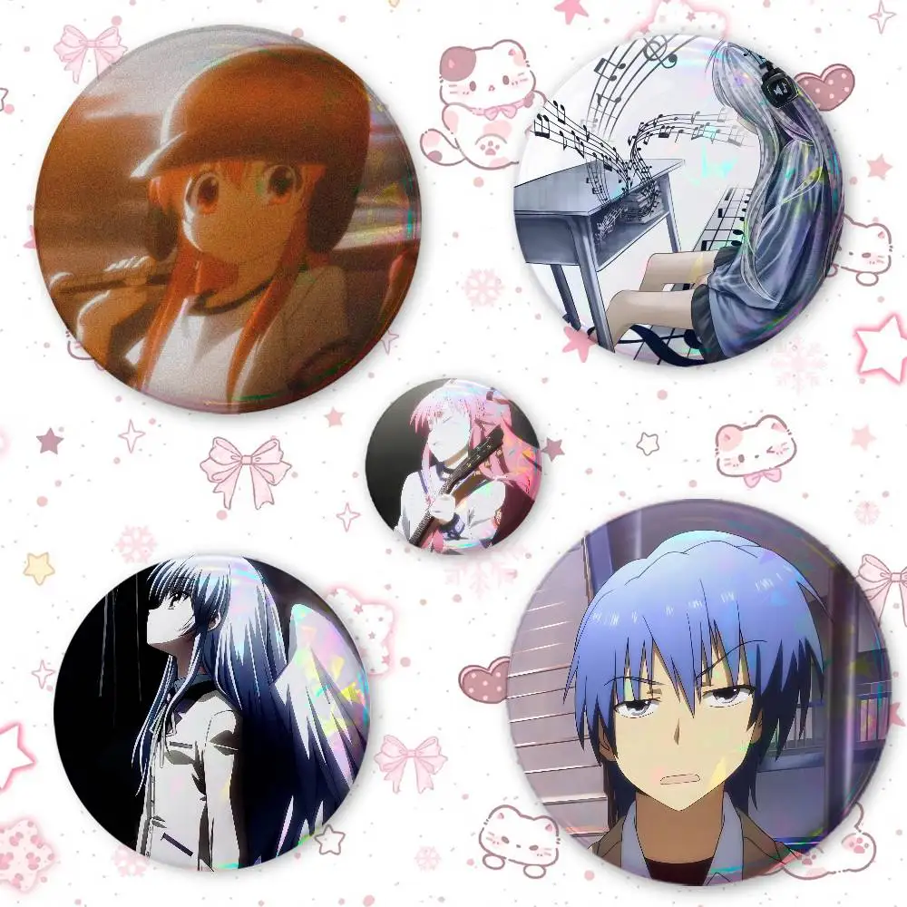 Anime A-Angel Beat-s Round Button Badge Pin Set Anime Cartoon Game Music Cool Fashion Brooch For Backpack Clothes Hat