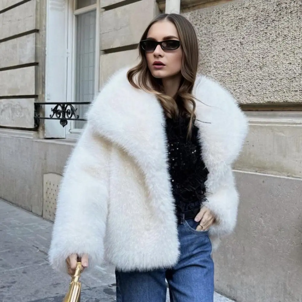 

Women Coat Winter Jacket for Women Cozy Women's Faux Fur Jacket Long Sleeve Lapel Coat Shaggy Winter Outerwear for Warmth Style