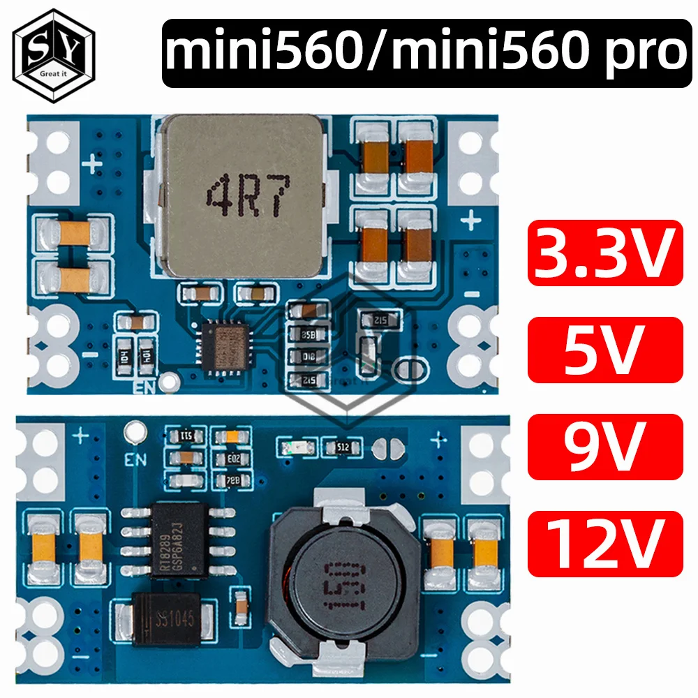 Mini560 5A High Efficiency Output 3.3V 5V 9V 12V Step Down DC-DC Converter Voltage Regulator Buck Stabilized Power Supply Module