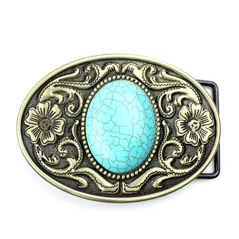 Antico Vintage Arabesque turchese Western Cowboy fibbia della cintura modello blu