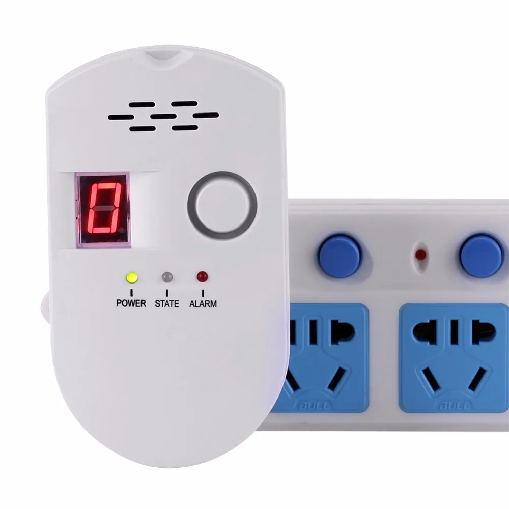 Detektor Gas alami Digital Plug-in BRJ-502D sensitif tinggi Alarm Gas rumah mudah terbakar Monitor kebocoran Gas untuk dapur rumah