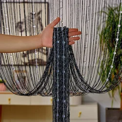 100CM X 200CM Crystal Beaded String Curtains String Divider Blind for Salon Living Room Door Wall Window Screen Tassel Curtain