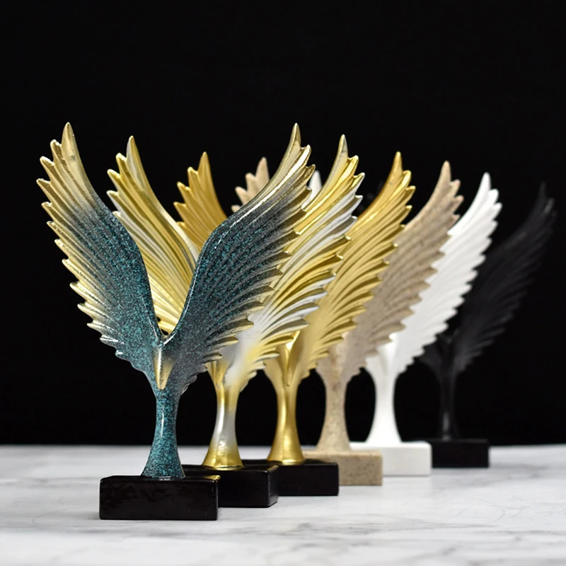 

European Eagle/Angel Wing Statue Sculpture Figurine Resin Dapeng Spreading Collection Miniature for TV Cabinet Home Decoration