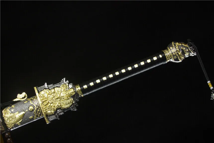 123 سنتيمتر إله الثروة السيف اللامع القرون الوسطى كاتانا معركة إعداد كامل تانغ المنغنيز الصلب حافة قطع النينجا الكونغ فو مارتيا