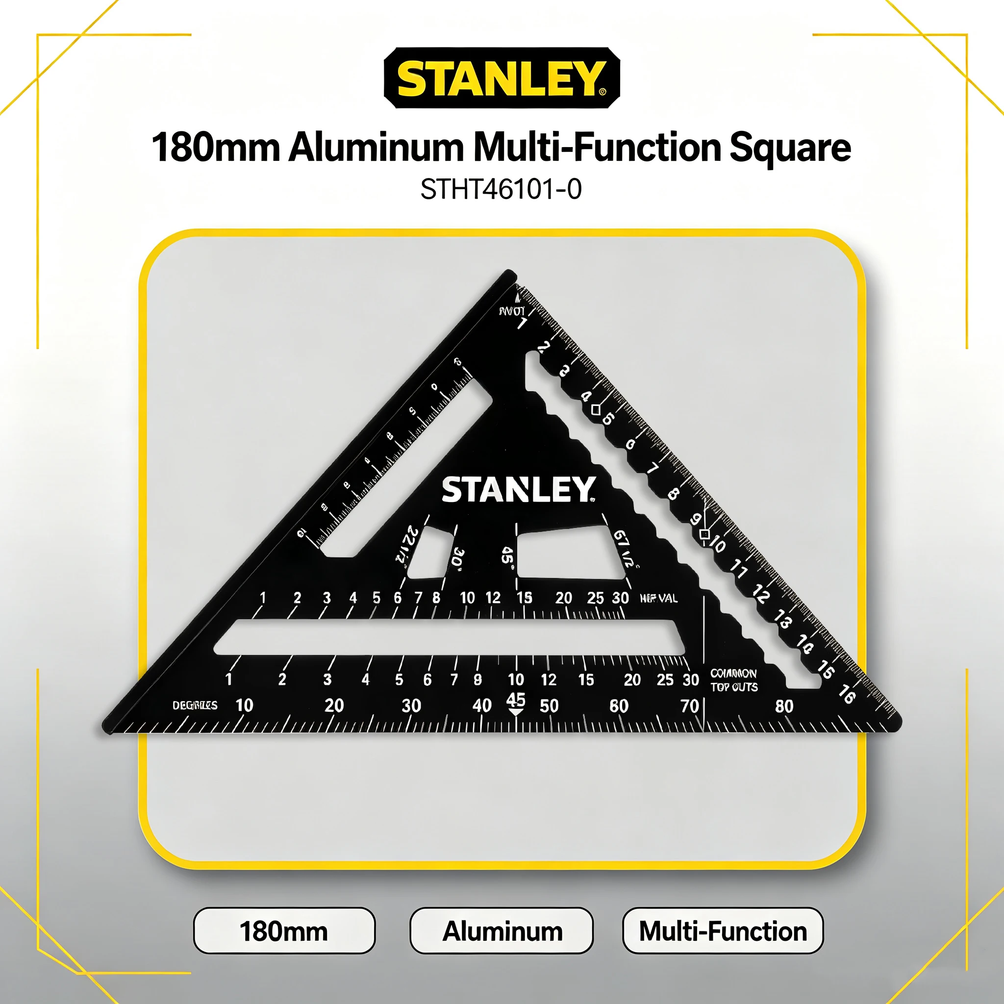 STANLEY STHT46101-0 FATMAX 180mm Aluminium Quick Square Professional Rafter Layout Tool for Carpentry Marking and Saw Guide view 2