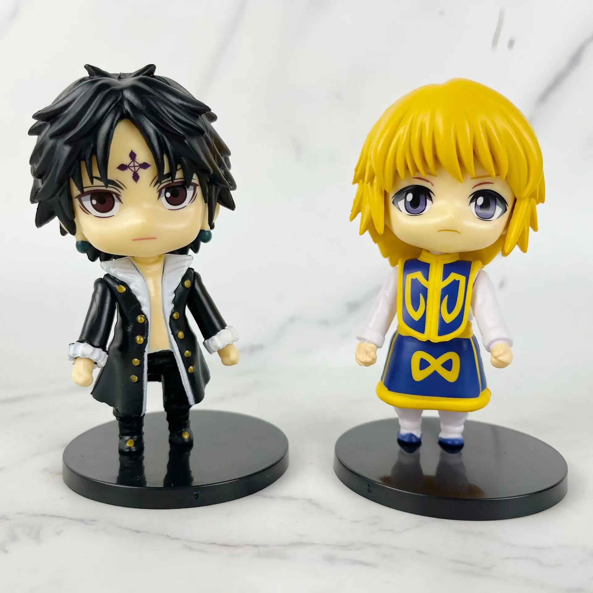 6 pçs/1 conjunto anime hunter × hunter figura killua zoldyck brinquedo chrollo lucilfer modelo gon freecss boneca figura de ação kurapika conjunto