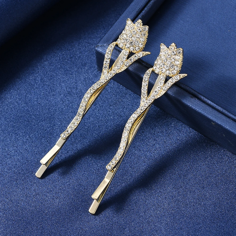 

Elegant and shiny diamond hair clips, girl's hair accessory set, rose straight clip, creative side clip hair accessories