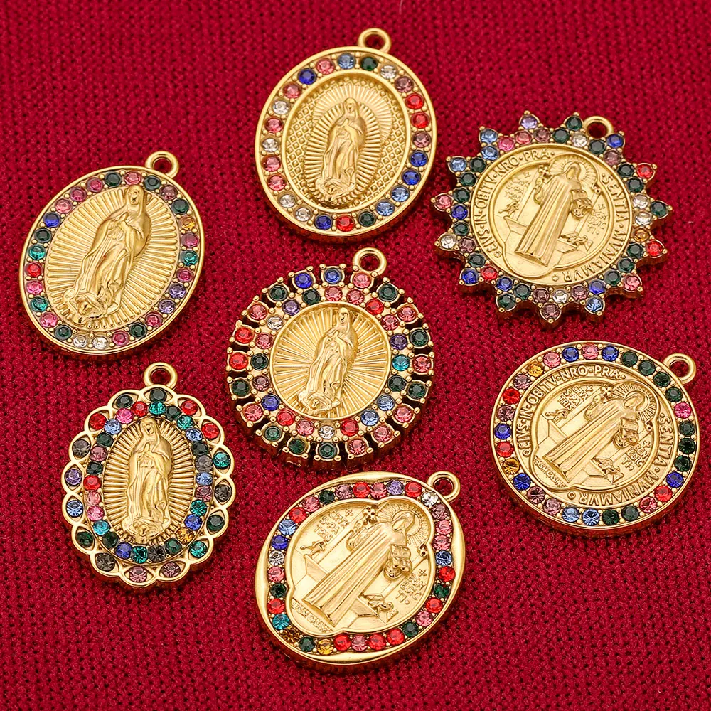 

2pcs Stainless Steel Round Virgin Mary metal Charms Pendants for Jewelry Making DIY bracelets Necklaces Bulk Items Wholesale