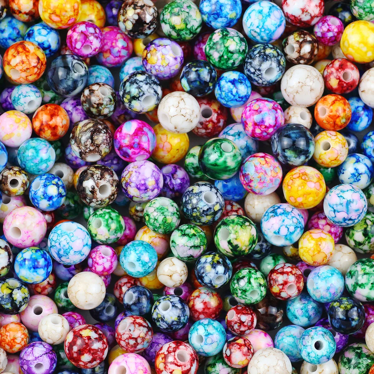 8 10 12 mm 10–100 Stück/Lot, rund, mehrfarbig, blau, grün, gelb, Acryl-Abstandsperlen, Schmuckherstellung, DIY-Armband, Anhänger, Zubehör