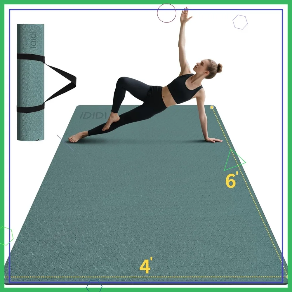 

Extra Large Yoga Mat 6x4 ft, Non-Slip POE 0.32/0.4" Thick, Eco-Friendly Exercise Mat for Home Workouts, Yoga & Pilates