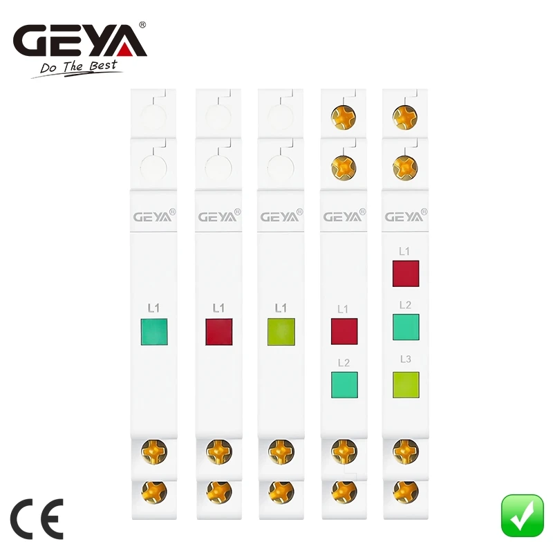 GEYA Din Rail Indicator Light 230V LED Signal Lamp Dual Pilot Lights Modular Indicator  Red Green Yellow Led Signal Light
