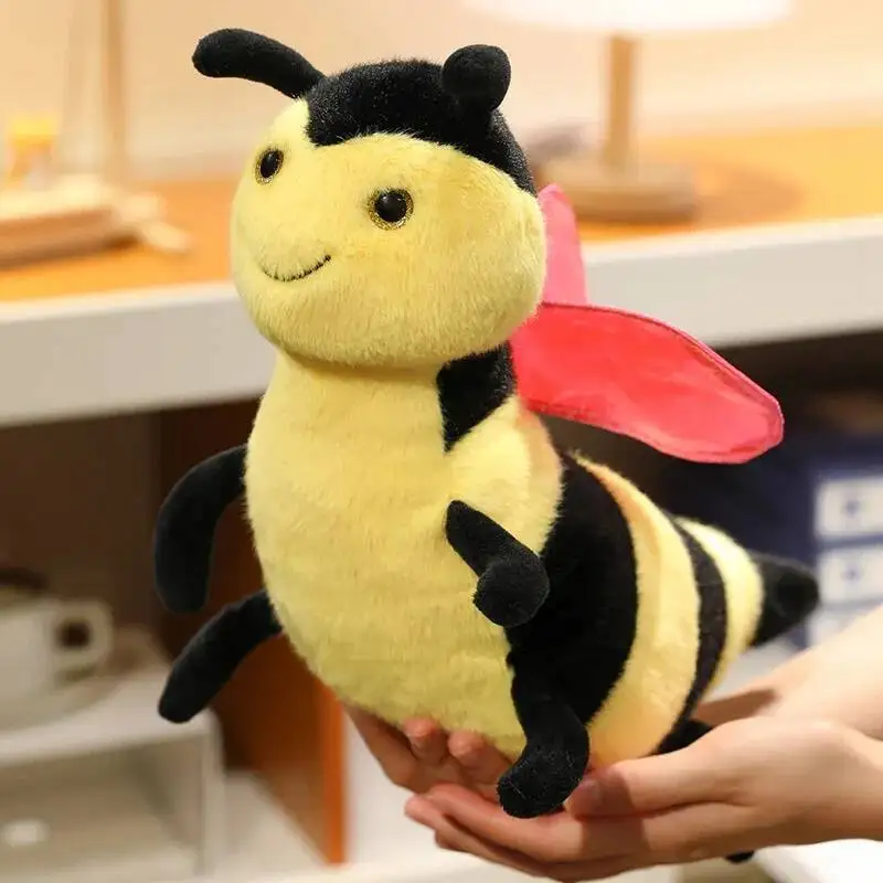 재미있는 날으는 꿀벌 봉제 장난감 부드러운 봉제 만화 다채로운 날개 꿀벌 인형 귀여운 어린이 곤충 장난감 사무실 데스크탑 애완 동물 좋은 선물
