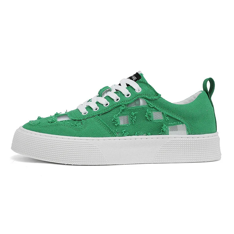 Men's Breathable Canvas Lace-Up Sneakers Casual Sports Shoes White Versatile Skate Shoes Lightweight Non-Slip Slip-On Footwear